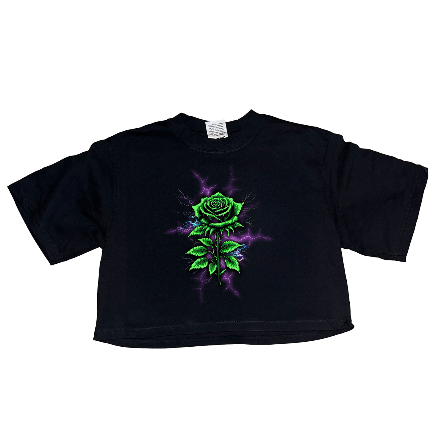 "8bit Rose" Womens Cropped T-Shirt